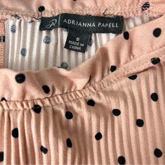 Adrianna Papell Georgette Pleated Polka Dot Blouse - Picture 6 of 8